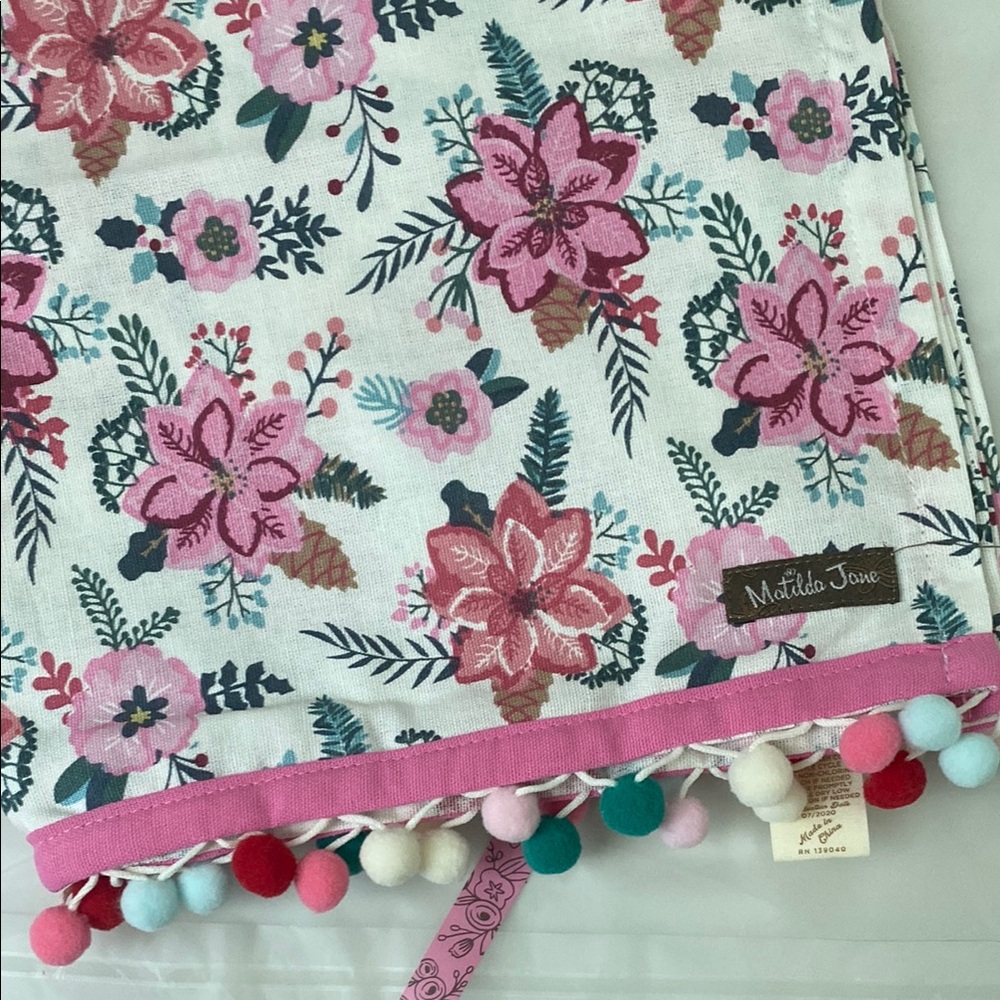 Matilda Jane Floral Kitchen Towel with Pom Pom Trim. NWOT
